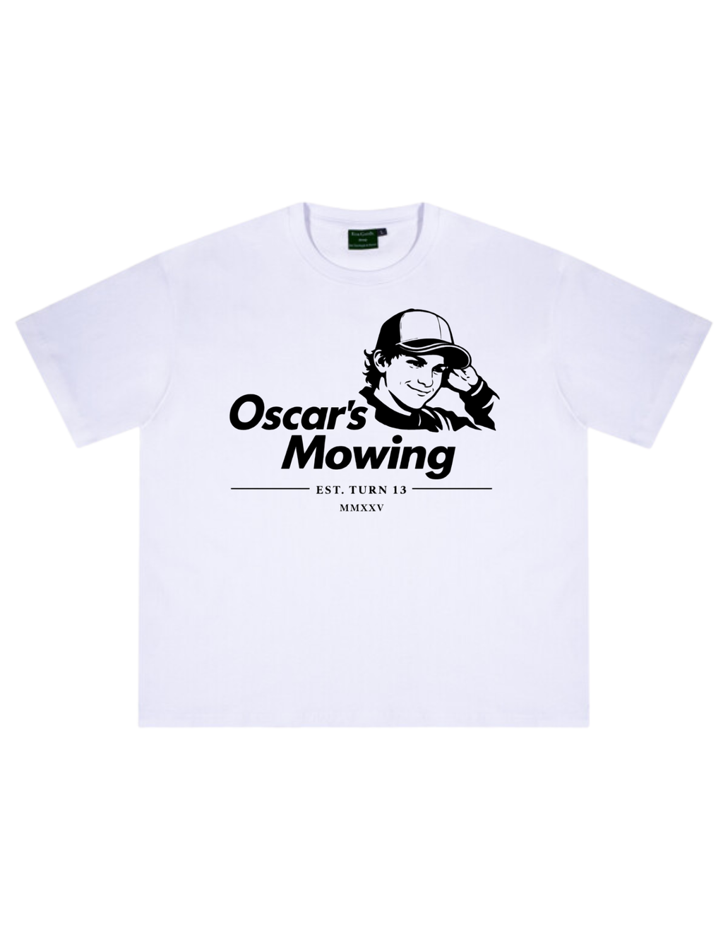 Oscar’s Mowing Tee (White)